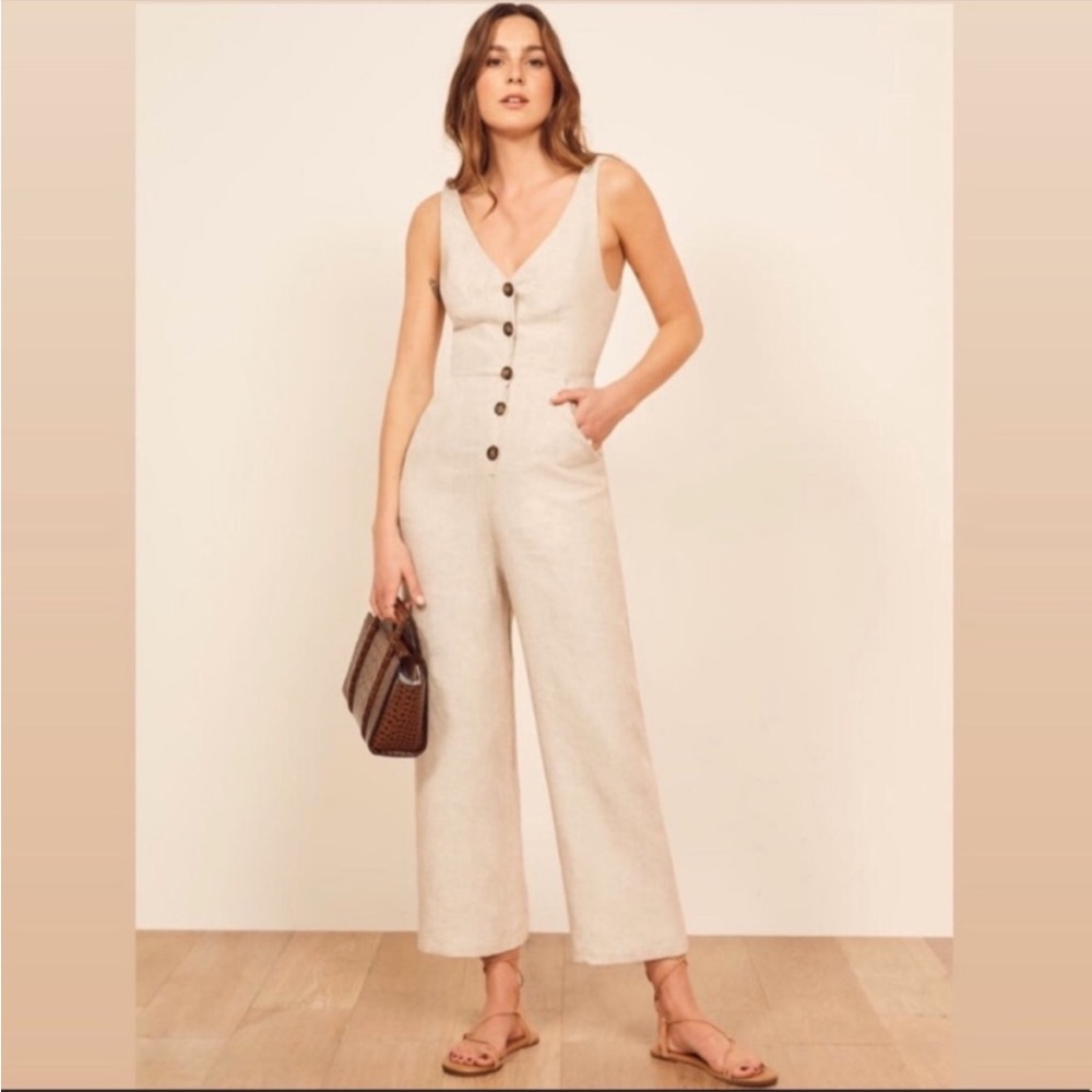 Reformation Vera Jumpsuit in Sand NWT 6